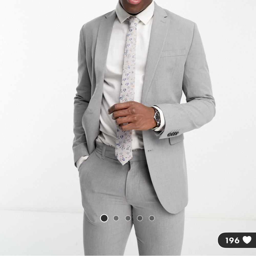 New Look skinny suit jacket in gray